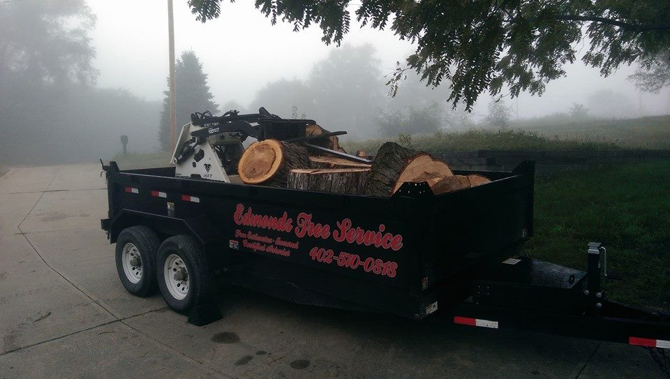 Edmonds Tree Service branded chip truck loaded with cut logs